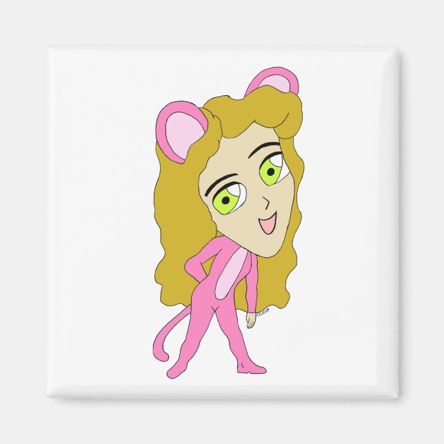Aimant chatte rose (Devant)