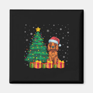 Aimant Chaud Setter irlandais Santa Hat Feux de Noël Chie