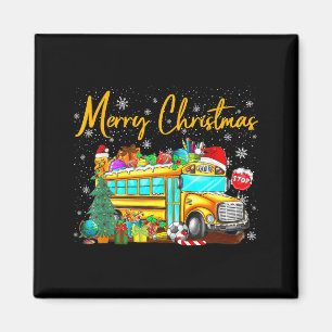 Aimant Chauffeur de Bus Scolaire Chapeau de Père Noël Joy