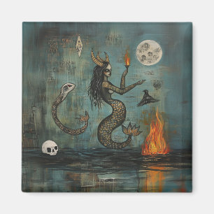 Aimant Chauve-sirène à cornes Lune Occult Dark Witchk AI