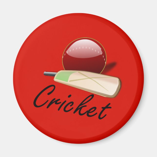Aimant Chauve-souris et balle de cricket, étiquetés, (Devant)