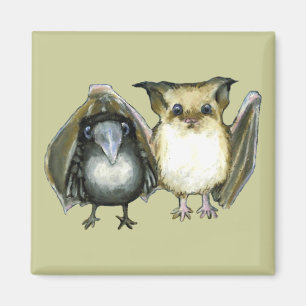 Aimant chauve-souris et corbeau