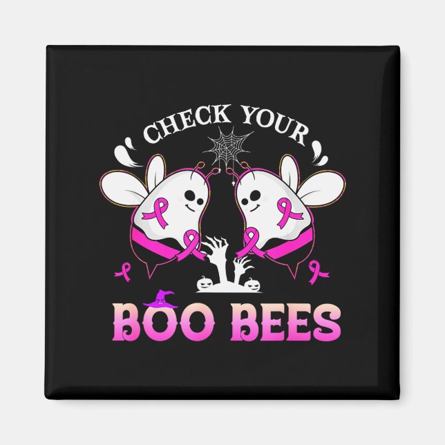 Aimant Check Your Boo Bees Funny Breast Cancer Halloween  (Devant)