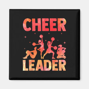 Aimant Cheer Menant au Cheerleading Aquarelle Arc-en-ciel