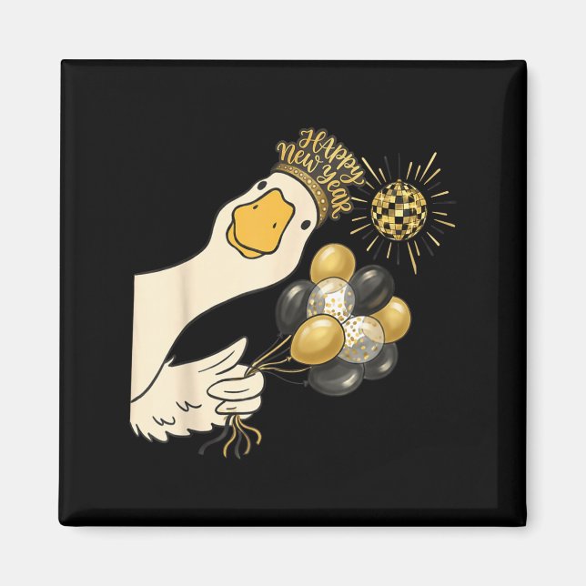 Aimant Cheers Happy New Year 2026 Goose With Balloon Disc (Devant)