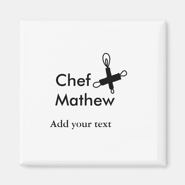 Aimant Chef cuisinier ajouter nom texte hommes cuisine bo (Devant)