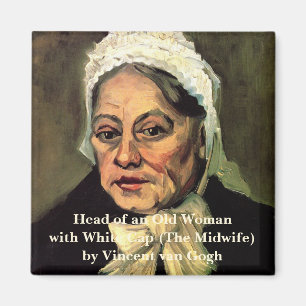 Aimant Chef d'une vieille femme Casquette blanche par Vin