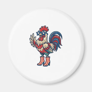 Aimant Chemise avec Gravure Vintage de Coq Patriotique en