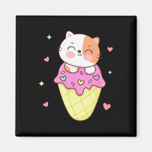 Aimant Chemise Crème Glace Cute Cat Anime Kawaii Enfants 