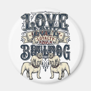 Aimant Chemise d'amour Bulldog Gravure vintage Citation d