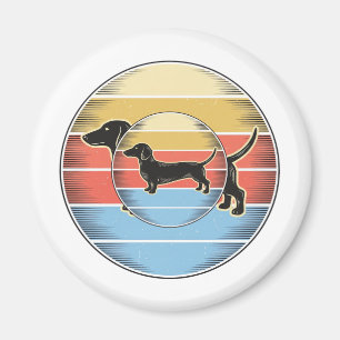 Aimant Chemise de chien de coucher de soleil rétro de tec
