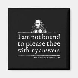Aimant Chemise de citation de Shakespeare non liée à plai