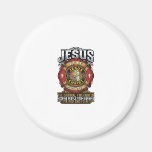 Aimant Chemise de foi chrétienne vintage Jésus pompier