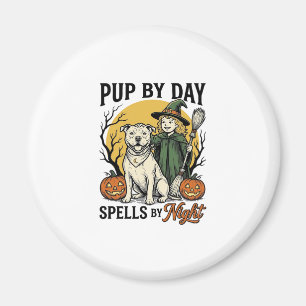 Aimant Chemise de sorcière de chien d'Halloween Gravure v