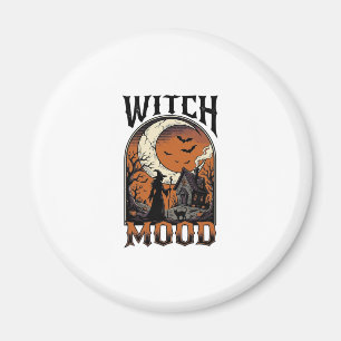 Aimant Chemise de sorcière Halloween Design de lune hanté