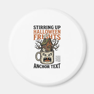 Aimant Chemise graphique de mug hanté Halloween Café effr