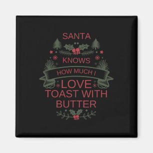 Aimant Chemise pour amateur de toast et de beurre de Noël