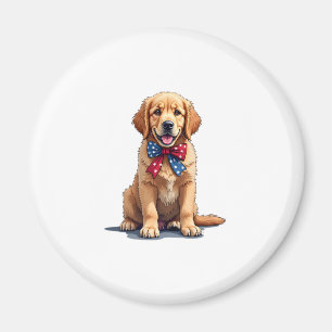 Aimant Chemise Vintage de chiot Golden Retriever Patrioti