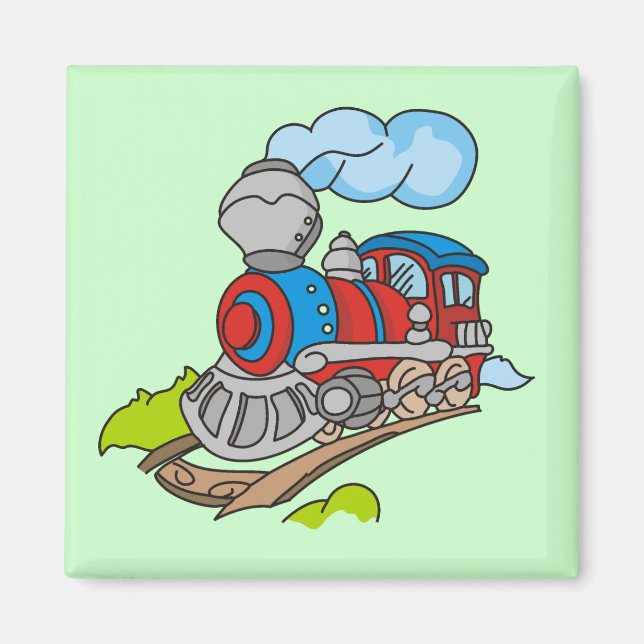 Aimant Chemises de train rouges et bleues et cadeaux (Devant)