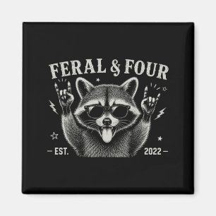 Aimant Chemises drôles de 4e anniversaire de Feral et qua
