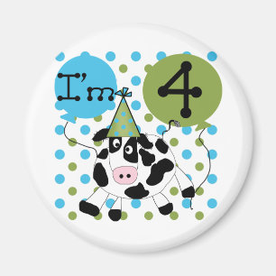 Aimant Chemises et cadeaux Blue Cow 4th Birthday