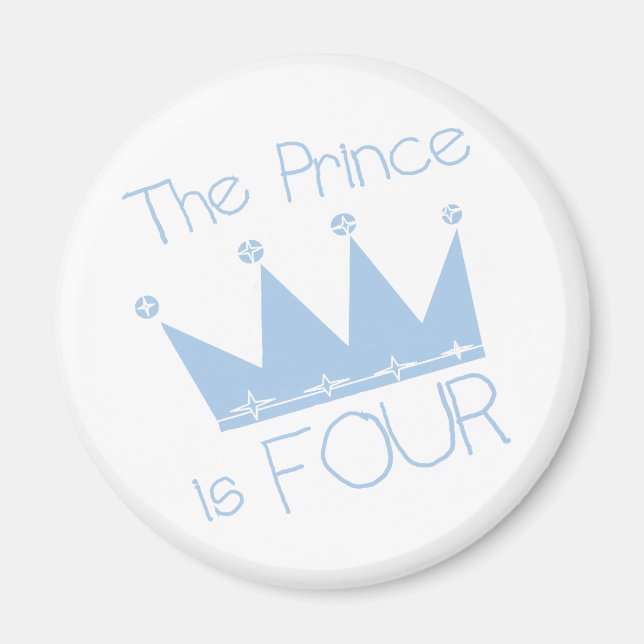 Aimant Chemises et cadeaux Prince Crown 4th Birthday (Devant)