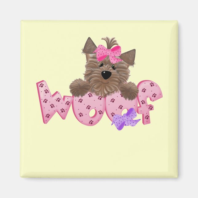 Aimant Chemises et cadeaux Woof Dog Pink (Devant)