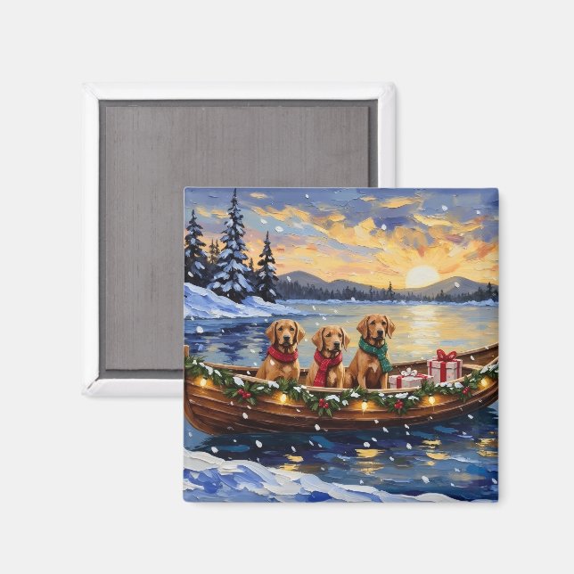 Aimant Chesapeake Bay Retriever Christmas Boat Holiday (Recto/Verso)