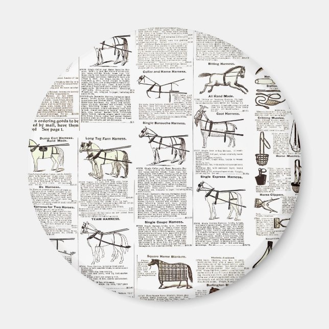 Aimant Cheval Antique Publicité Journal Art (Devant)