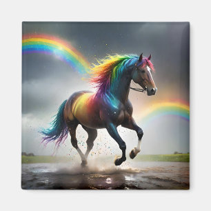 Aimant Cheval Arc-En-Ciel Et Danse De Pluie Arc-En-Ciel,