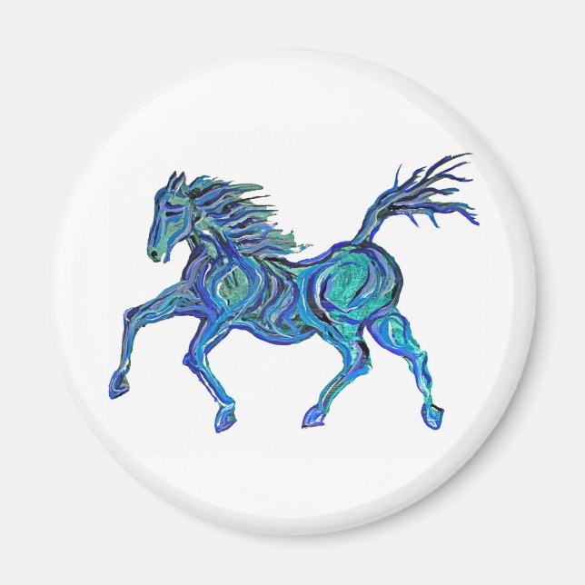 Aimant Cheval bleu peint (Devant)