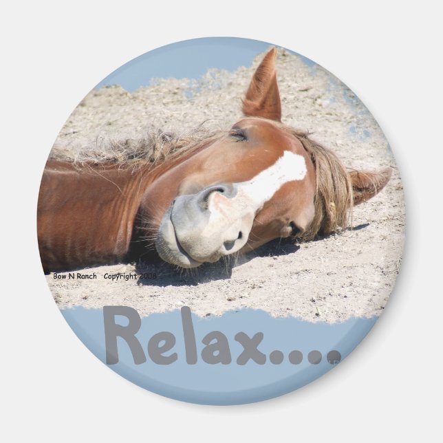 Aimant Cheval drôle : Relax (Devant)