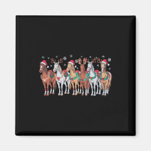 Aimant Cheval équitation Santa Chapeau Lumières de Noël A