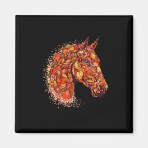 Aimant Cheval Face Automne Feuilles Thanksgiving Day Hors