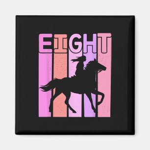 Aimant Cheval Girl 8e anniversaire Horseback équitation 8