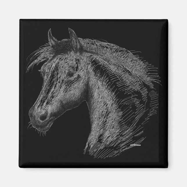 Aimant Cheval : Noir (Devant)