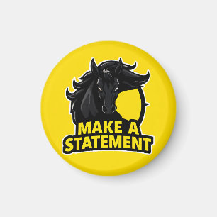 Aimant Cheval Noir Audacieux avec Texte Motivationnel