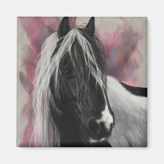 Aimant Cheval Tzigane Vanner rose
