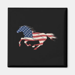 Aimant Cheval USA Cheval Patriotique Drapeau Américain Vi