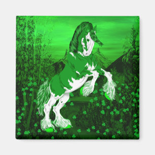 Aimant Cheval vert de Clydesdale d'imaginaire