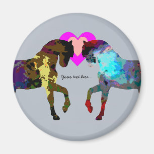 Aimant Chevaux bleus personnalisés