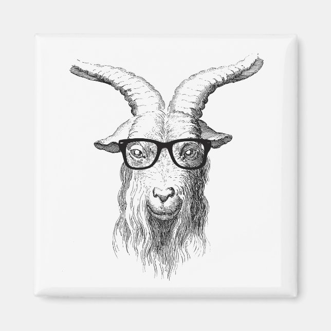 Aimant Chèvre de Hipster animal drôle avec lunettes (Devant)