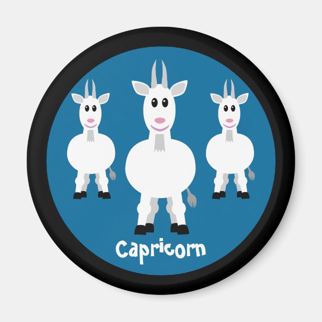 Aimant Chèvres mignonnes Capricorne Zodiac Signal bleu pe (Devant)