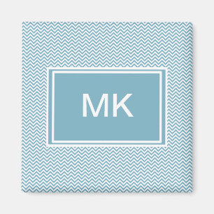 Aimant Chevron bleu avec le monogramme