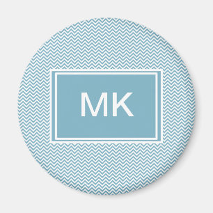 Aimant Chevron bleu avec Monogramme
