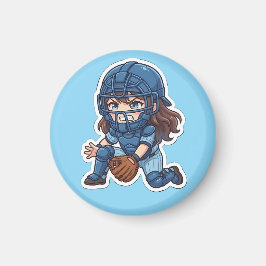 Aimant Chibi Baseball Édition 2026 - Blocage du receveur