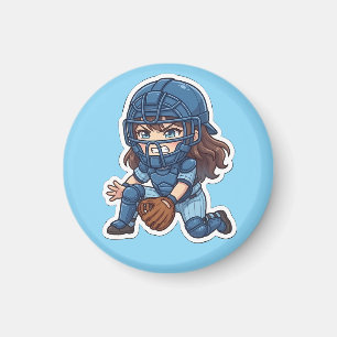 Aimant Chibi Baseball Édition 2026 - Blocage du receveur