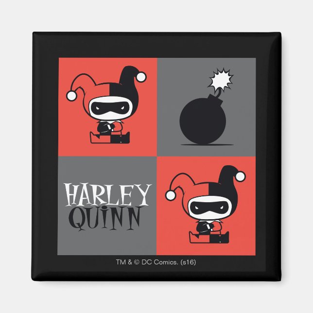 Aimant Chibi Harley Quinn Checker Motif (Devant)