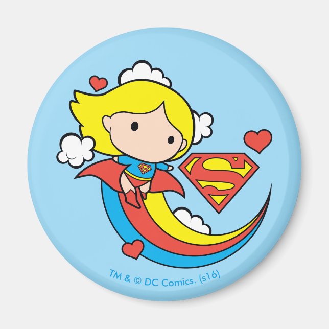 Aimant Chibi Supergirl volant arc-en-ciel (Devant)