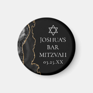 Aimant Chic Black Gold Agate Bar Mitzvah Party